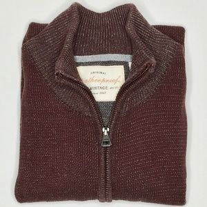 Mens Weatherproof Sweater Vest L Zip Up Wine Red